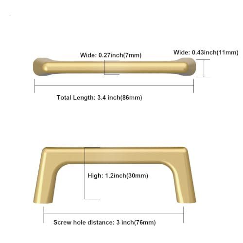 Image of Asidrama 6 Pack 3 Inch(76mm) Gold Cabinet Pulls Cabinet Handles Cupboard Handles Kitchen Cabinet Hardware for Cupboard Drawer Pulls