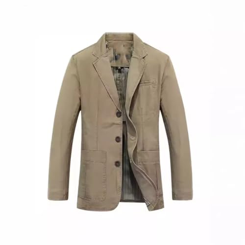 Men's Loose Plus Size Western Jacket Cotton Casual Blazer for Men-Beige2