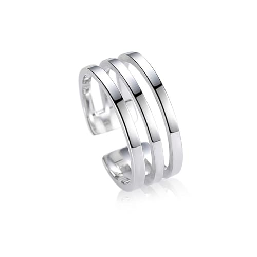 Bague en argent sterling triple barre anneau large ajustable mixte