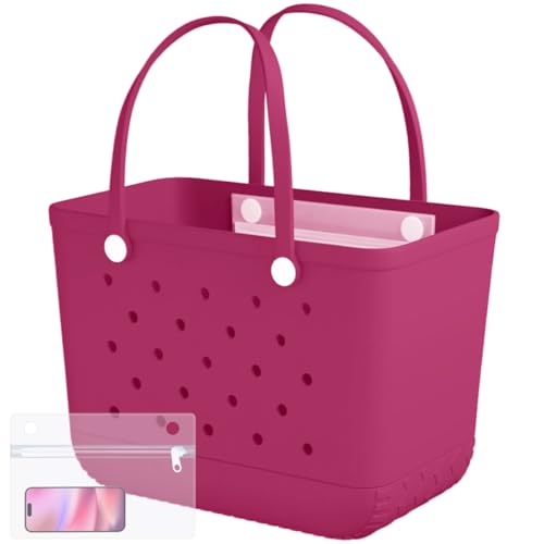 X-Large Rubber Beach Bag Tote Waterproof Tote Bag with Zipper Poc...