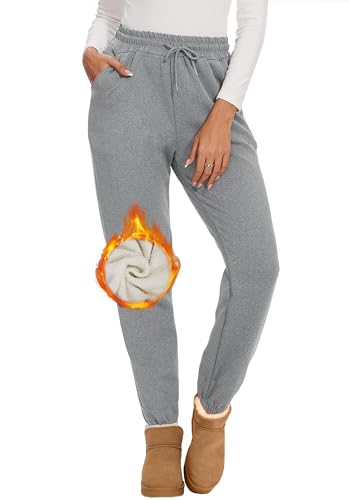 CheChury Pantalon Chándal Mujer Invierno Termico Algodón Pantalones Fleece Deportivos Jogger Pants Casual Sweatpants Largos Elastica Jogging Fitness Running Deportes 2 Bolsillos Fleece Ropa de Casa