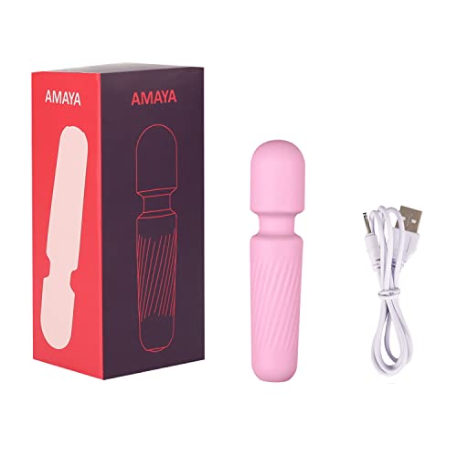 Mini Personal Wand Massager, Waterproof & Quiet Vibrating Wand, 10 Patterns & Speeds, USB Rechargeable, Mini Massager for Women, Body&Neck (Light Pink)
