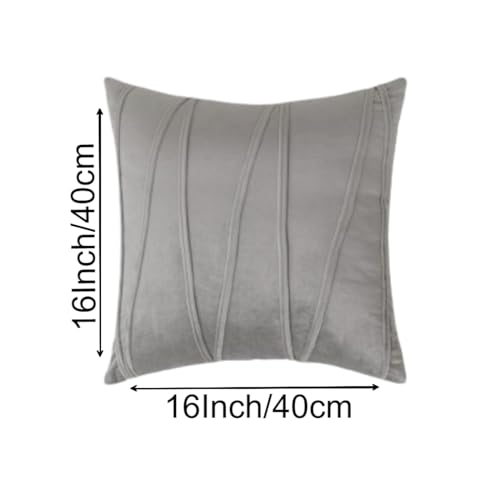 Image of Amazon Brand - Umi Decorative Striped Throw Pillow Covers 16 X 16 Inch,Soft Solid Velvet Pillow Covers Cushion Case with Zigzag Pattern for Sofa Bedroom 40 X 40 Cm (Pack of 2) Silver