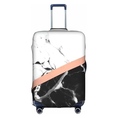 Black White Marble Print Protective Suitcase Cover Washable Travel Luggage Protector with Concealed Zipper