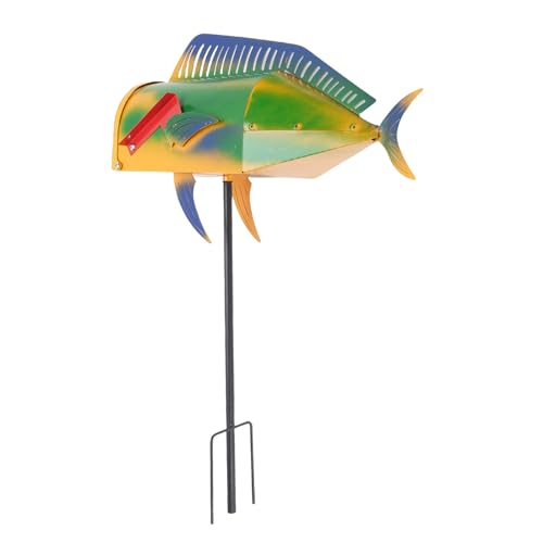 NOENNULL Largemouth Fish Mailbox Large Metal Mail Box Fish Shape Iron Post Box Large Capacity Mailboxes for Outside of Residential Home