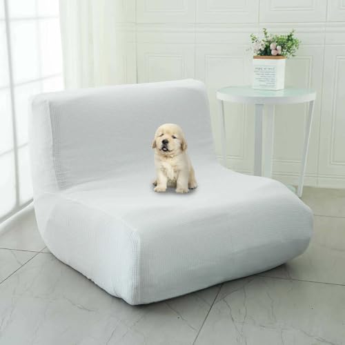 ZXLVCU Housse de Chauffeuse Extensible, Housse Fauteuil sans Accoudoir, pour Chaise Togo, Canapés Paresseux, Anti-Rayures, Lavable en Machine (White)