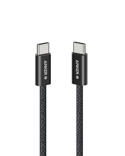 Image of Anker Zolo USB C to USB C Cable, Braided and Dirt-Free Type C Fast Charging Cable, Slim Connector, for iPhone 16 Series, MacBook (240W) (Black, 3ft)