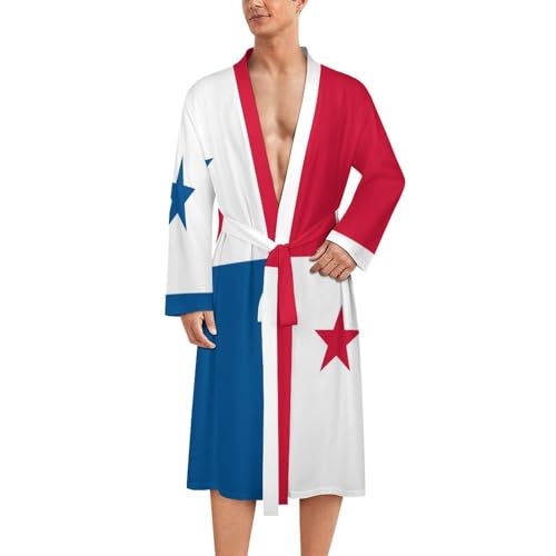 Flag of Panama Casual Robes Bathrobe for Women Men V-Neck Loungewear Lightweight Soft Sleepwear Spa Pool