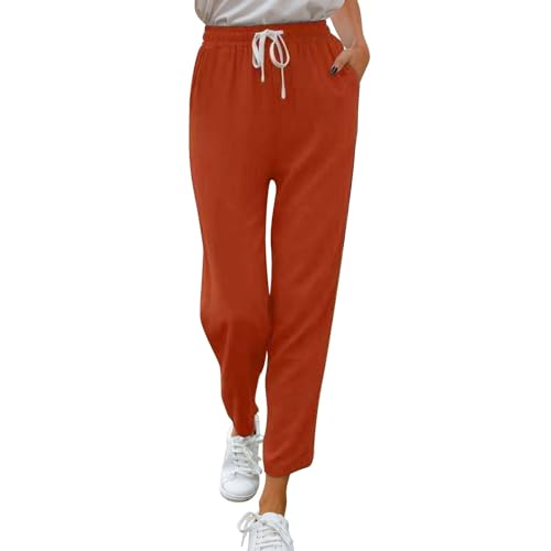Pantalon de jogging en coton et lin pour femme cordon rouge 3XL