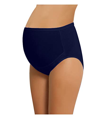 NBB Womens Adjustable Maternity Panties High Cut Cotton Over Bump Underwear Brief (Small - Navy)