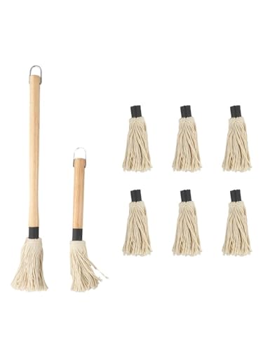Design unico con manico in legno: il mocio per griglia dispone di un manico lungo in legno con un connettore filettato che si collega alla testa del mocio. La spazzola da cucina ha un manico in legno levigato liscio, fornendo una presa comoda e tenendo le mani lontane dalla griglia calda. Il lungo manico in legno consente una facile pulizia e la spazzola per mocio per barbecue può essere utilizzata anche come spazzola per la pulizia delle bottiglie per barattoli, ciotole e bottiglie.