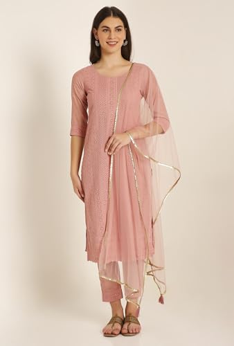 Women's Silk Blend Chikankari Embroidery Kurta set with Dupatta2