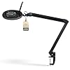 Lumeno LED lampada d'ingrandimento 7218SW con lente in vero vetro da 127 mm, lampada da lavoro e cosmetica, per estetista, hobbisti, ausilio alla lettura, 8 diottrie nero