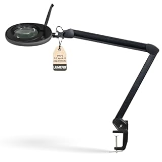 Lumeno LED lampada d'ingrandimento 7218SW con lente in vero vetro da 127 mm, lampada da lavoro e cosmetica, per estetista, hobbisti, ausilio alla lettura, 8 diottrie nero