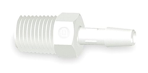 Eldon James A6-8WP White Polypropylene Adapter Fitting, 3/8-18 NPT to 1/2