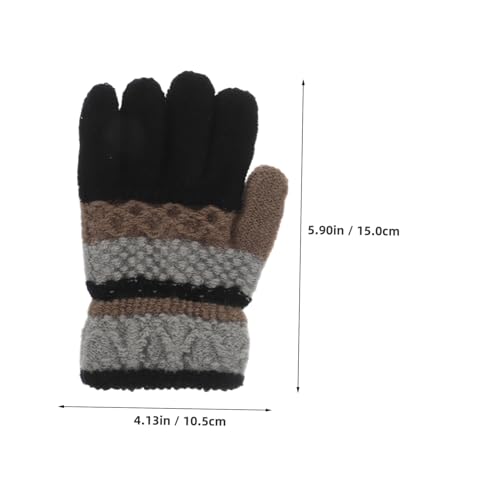 PartyKindom 1Pair Gloves for Adorable Striped Winter Mittens Soft and Warm Thermal Design for Boys and Finger Separation for Enhanced Dexterity and Comfort2