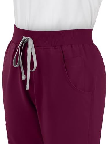 Image of Scrub Pants for Women - Straight Leg Medical Scrub Pants with 6 Pockets - Drawstring Soft Stretch Women Scrub Pant