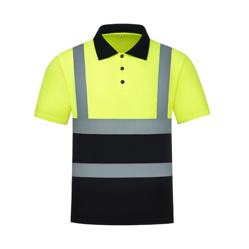 HYCOPROT Safety Shirt High Visibility Shirts Short Sleeve Reflective Breathable Work T Shirt Polo Shirts...