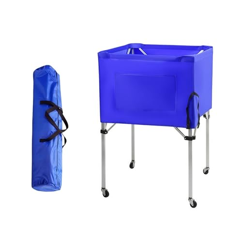 Bxzzuis 折りたたみ式サッカーカート、テニスボールコレクター、アルミニウム合金、キャスター付き、練習用、 折り畳み式 、 ソフトボール バドミントン 卓球などのボール対応 (ブルー,アルミニウム合金 + 収納バッグ)