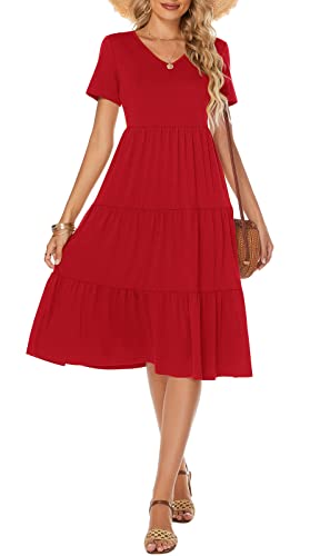 Image of Berydress Women's Casual Summer Tiered Midi Dress 2026 V Neck Boho Sundress