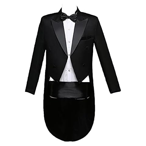 Oyolan 4PCS Men Tailcoat Jacket Tuxedo Suits Vintage Formal Magic Show Musician Cosplay Costume Black L Cover