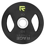 Rage Fitness Cast Iron Weight Plates, Rubber Coated, 2' Steel Insert (5lb, 10lb, 25lb, 45lb - SOLD INDIVIDUALLY), Rubber Weight Plates for Strength Training, Bench Press, Squats, Powerlifting