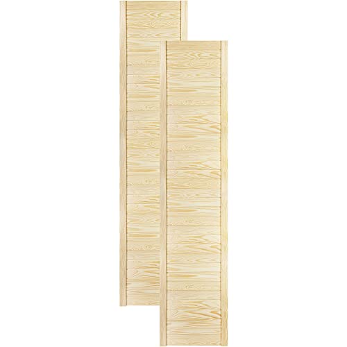 DecoMeister Lamellentüren Holz 2er Pack 444x1995 mm | Holztür aus massiver Kiefer mit fühlbarer Struktur | Möbelfronten für individuelle Renovierung | Lamellentür für Schrank oder Garderobe | Natur