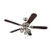 Produktbild Klarstein Charleston Deckenventilator - integrierte Deckenleuchte, 5 Rotorblätter, 122 cm Durchmesser, zwei Drehrichtungen, Walnussholzfurnier, niedriger Verbraucht, Edelstahl, dunkelbraun