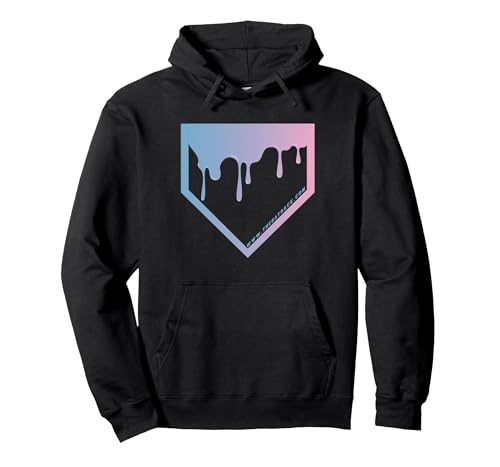 Baseball Home Plate Drip 2 Gradient Pullover Hoodie, Adult Unisex, Black, Small