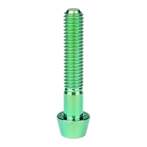 Image of Titanium Ti Bolt M5x9 16 18 20 25 30 35 40 45 50 55 60mm Tapered Head Screws Pack of 4 (M5x30mm, Green)