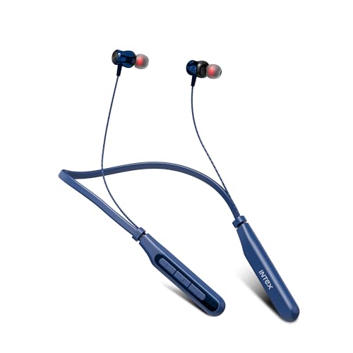 Image of Intex NeckPro Vibe Wireless Neckband Earphones with 30H Playtime | Bluetooth v5.3, AI Assistant | Magnetic Earbuds, Type-C Fast Charging | Deep Bass & HD Mic for Calling - Blue