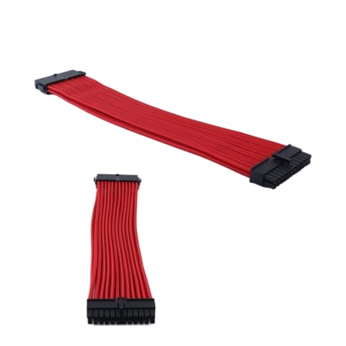 Extensiones de cables para PC de 24 y 4+4 pines con fundas rojas protectoras 3