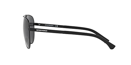 Emporio Armani Men's EA2059 Aviator Sunglasses, Matte Black/Grey, 61 mm4