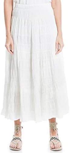 Max Studio Women's Textured Cotton Maxi Skirt, White, Medium