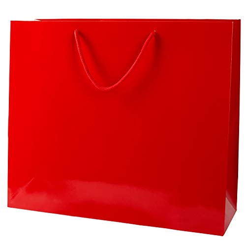 Thepaperbagstore 10 Grand Sacs-Cadeaux de fête en Papier Mat poignée en Corde 410x130x320mm - Rouge