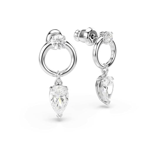 Swarovski Mesmera drop earrings, Mixed cuts, White, Rhodium Finish3