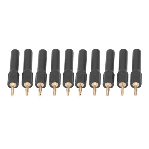 Banana Plugs, Banana Plug Adapter Stable Wearresistant Goldplated Brass 10 Pcs 30V for Industrial Equipment (Black)