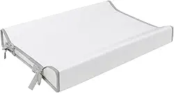 Trocador Americano Para Comoda Bebe Fralda Impermeável Anatomico com Abas Portátil Com Zíper Branco Com Cinza (65cm x 45cm)