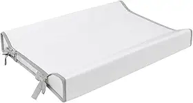 Trocador Americano Para Comoda Bebe Fralda Impermeável Anatomico com Abas Portátil Com Zíper Branco Com Cinza (65cm x 45cm)