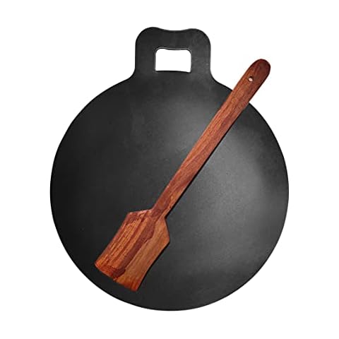 MYNAKSHA Iron Flat/Dosa/Rotti/Big Tawa Kallu 2.5kg and 12inch Black Cover