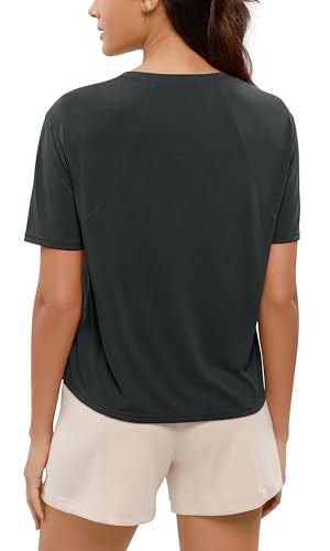 ODODOS Modal Soft Short Sleeve Shirts for Women Crew Neck Yoga Tee