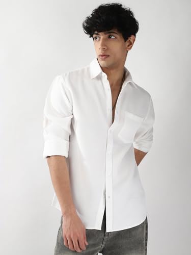 Image of Urbano Fashion Men's Linen Blend Full Sleeve Relaxed Fit Casual Solid Shirt