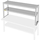 VEVOR Double Overshelf, Double Tier Stainless Steel Overshelf, 48 x 12 x 24 in Double Deck...