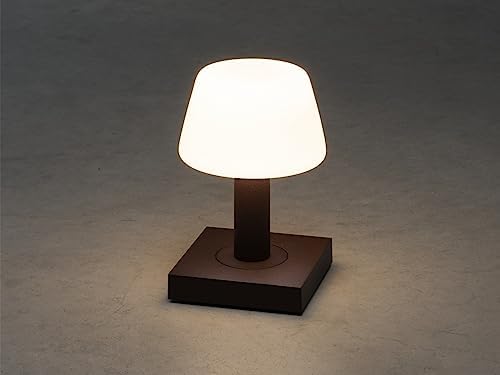 Konstsmide Rechargeable Battery Operated Cordless Table Lamp Touch Control Dimmer and 2 Colour Modes USB Charging Dock Included Battery Powered Light for Indoor or Outdoor Use
