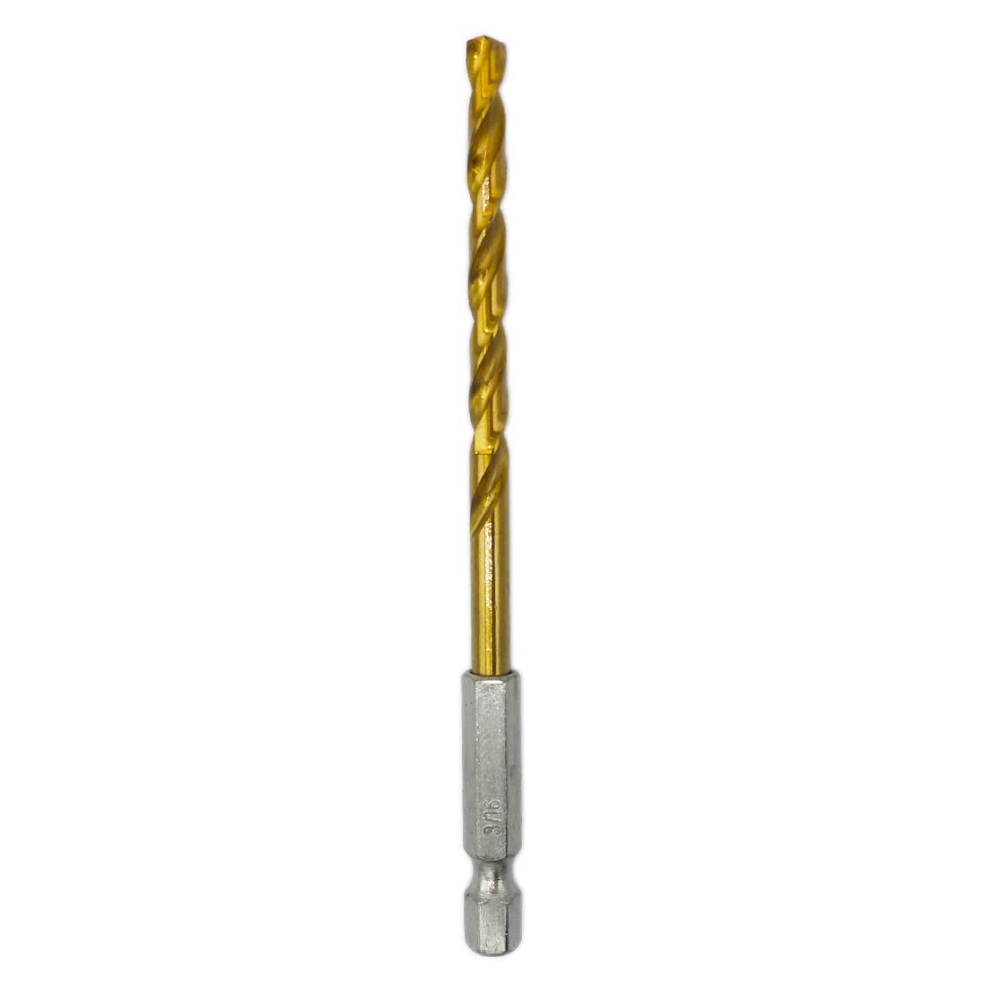 Pack of 6, 3/16-Inch Titanium Nitride Coated Drill Bit, Hex Shank, Premium M2 High Speed Steel, for Metal, Plastic, Wood
