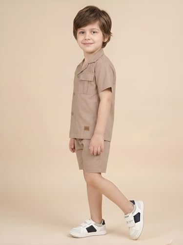 Image of POLKA TOTS 100% Cotton Co-Ord Set for Boys | Half Sleeve Shirt & Shorts Beach Outfit for Kids | Ultra-soft & Breathable Summer Clothes for Toddler & Baby Boy | Casual Dress & Printed Nightwear Set