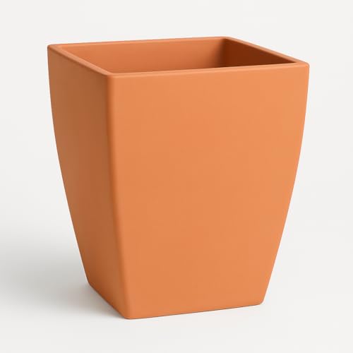 FRANCACOR Maceta Grande Barro Natural Cuadrada 50 CMS Altura Parte Superior 46 X 46 CMS. ECOLÓGICA. con Agujero para Drenaje.