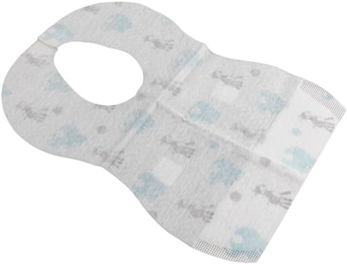 POUPY Einweg-Lätzchen für Kinder, wasserdicht und saugfähig, hygienisch und praktisch, mit Lebensmitteltasche und Aufklebern an den Schultergurten