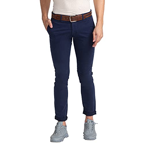 Image of Parx Men's Cotton Blend Rfd Pattern Low Rise Tapered Fit Flat Front Casual Trouser