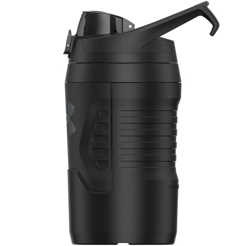 Image of Under Armour 32 oz Insulated Water Bottles - Sports Water Jug with Fence Hook, Leak Resistant for Baseball, Football & More, 32 oz Insulated, Black /Black
